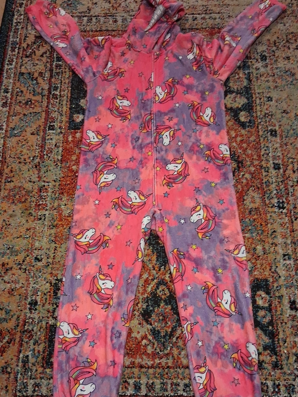 The Children's Place Pink and Purple Unicorn Hooded One-Piece